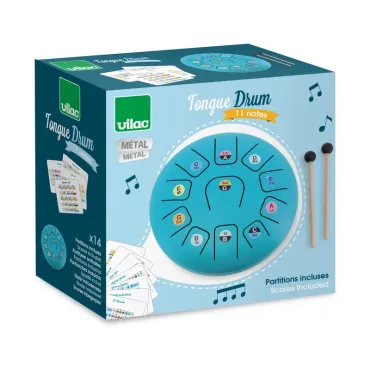 Tongue drum 8" (20 cm) en métal – 11 notes